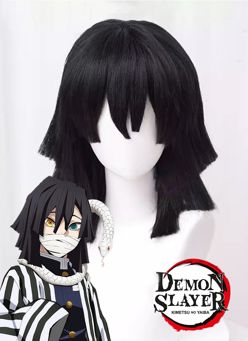 Demon Slayer: Kimetsu no Yaiba Iguro Obanai Medium Black Cosplay Wig T