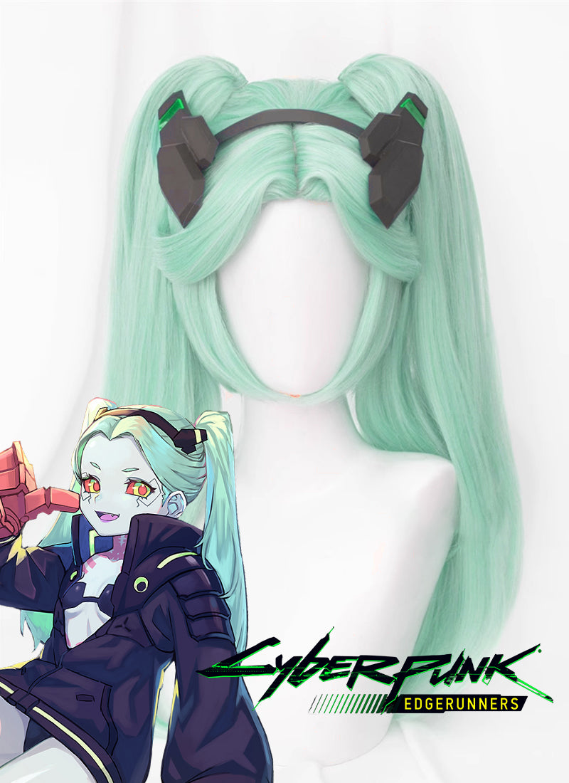 Cyberpunk Edgerunners Rebecca Straight Green Cosplay Wig Ponytails TB1651