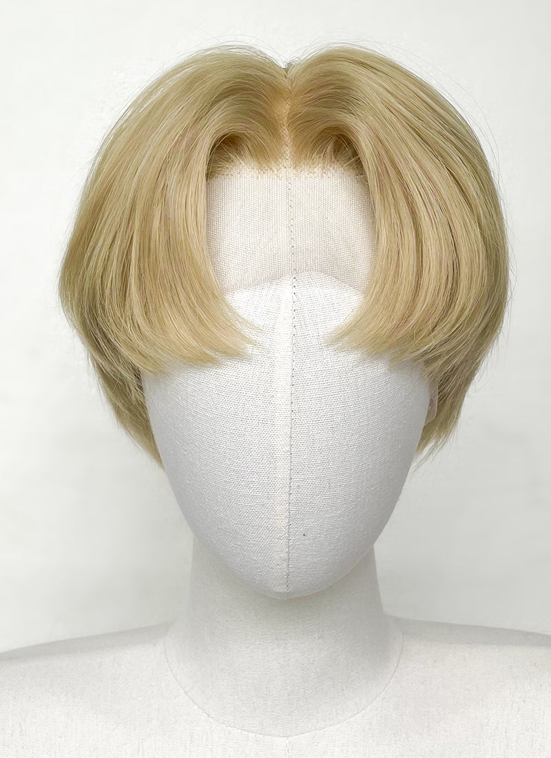 Short Straight Golden Blonde Lace Front Synthetic Hair Men's Wig 