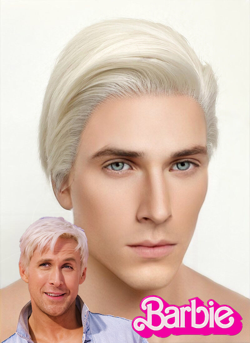 Barbie Ken Short Straight Platinum Blonde Lace Front Synthetic Men s Wig LF6023