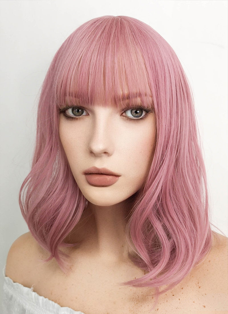 Medium Wavy Pink Bob Cosplay Wig NS063