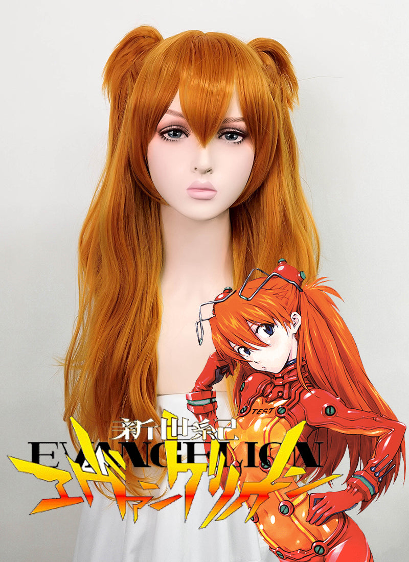 EVA NEON GENESIS EVANGELION Asuka Langley Soryu Long Orange Cosplay Wig Ponytails TB1630