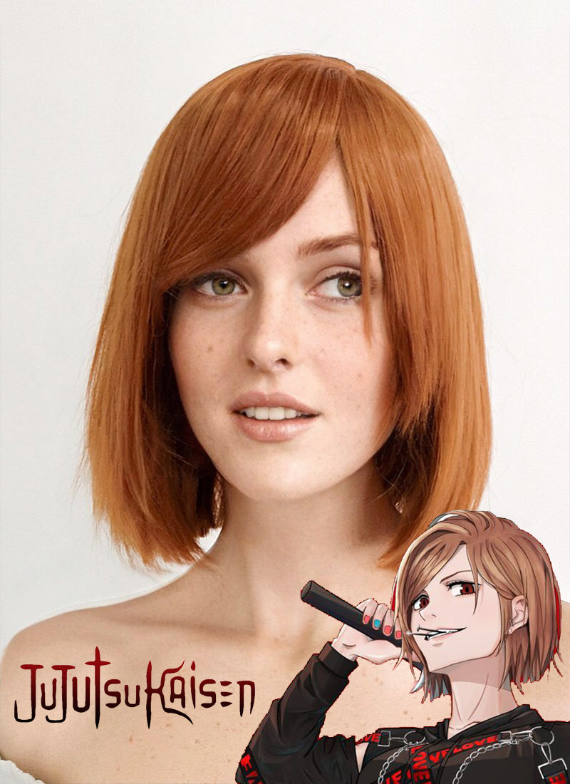 Jujutsu Kaisen Kugisaki Nobara Medium Reddish Orange Cosplay Wig TB164