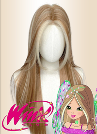 Winx Club Flora Long Straight Brown Mixed Blonde Highlights Money Piece Cosplay Wig NL081A