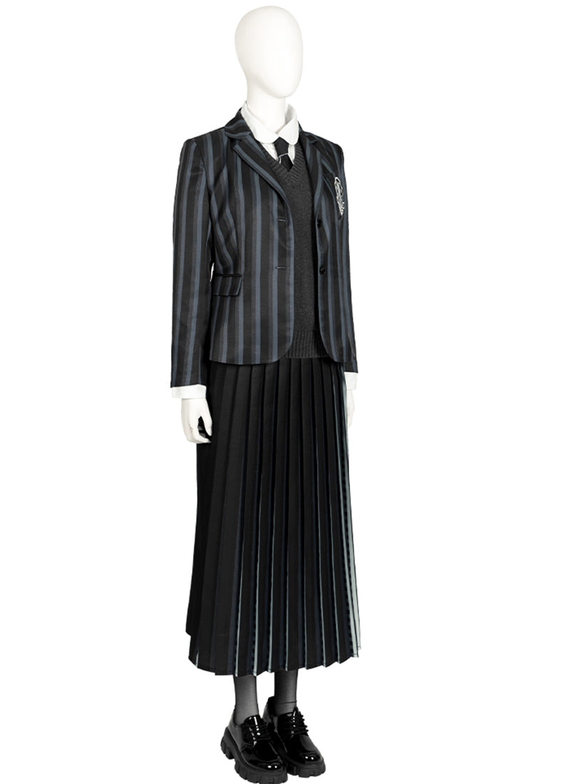 Wednesday Addams Nevermore Academy School Uniform Cosplay Costume Outfit Full Set CS798