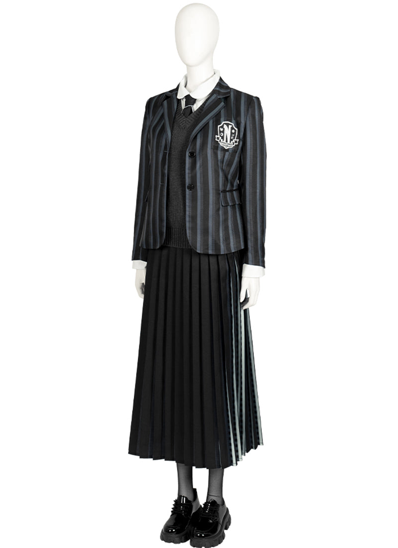 Wednesday Addams Nevermore Academy School Uniform Cosplay Costume Outfit Full Set CS798