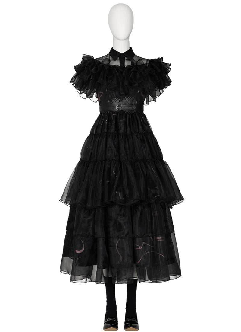 Wednesday Addams Black Dress Cosplay Costume Outfit CS799