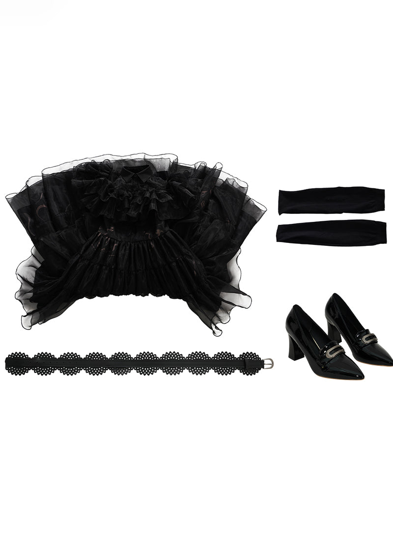 Wednesday Addams Black Dress Cosplay Costume Outfit CS799