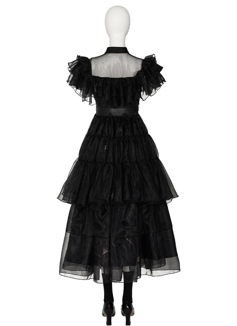 Wednesday Addams Black Dress Cosplay Costume Outfit CS799