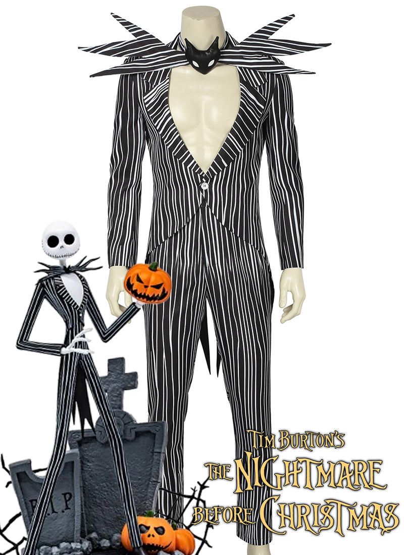 The Nightmare Before Christmas Jack Skellington Cosplay Costume Outfit Full Set CS801