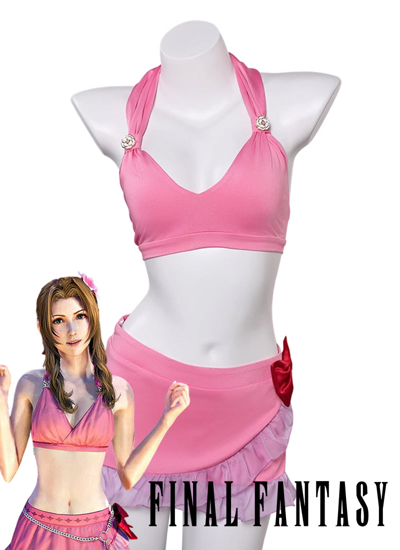 Final Fantasy Aerith Gainsborough Anime Cosplay Costume Skirt Swimwear Outfits CS807