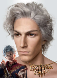 Baldur's Gate 3 Astarion Grey Lace Front Synthetic Men's Wig LF6033