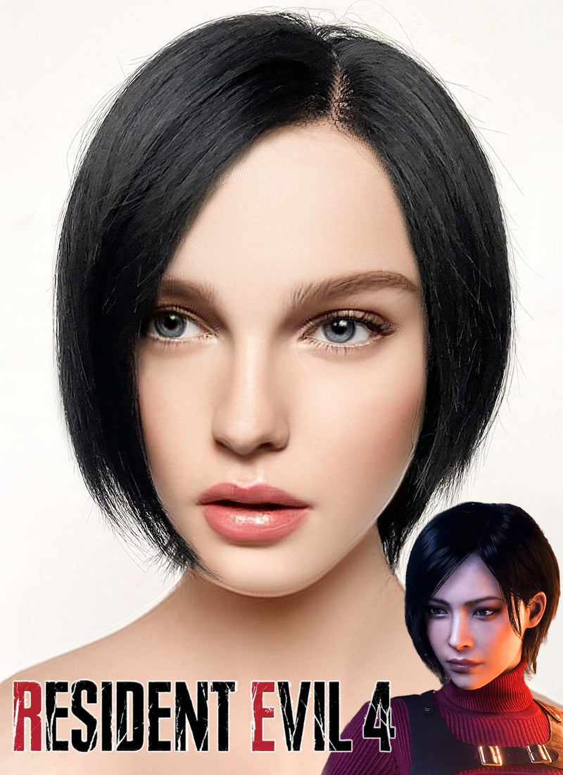 Resident Evil Ada Wong Straight Bob Jet Black Lace Front Synthetic Wig LF6038