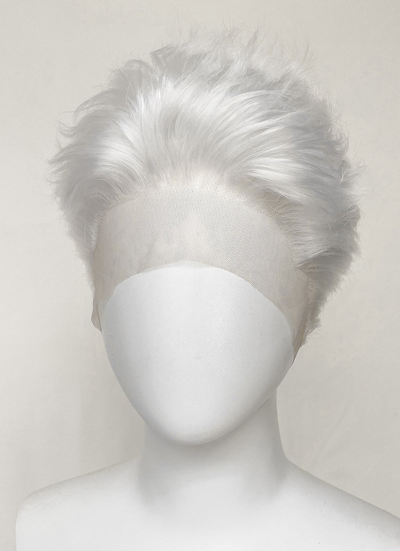 Short White Lace Front Synthetic Hair Men's Wig LF6077