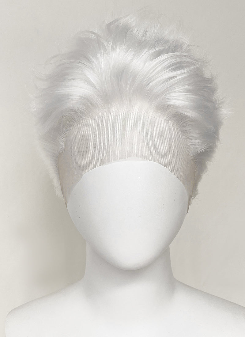 Short White Lace Front Synthetic Hair Men's Wig LF6077