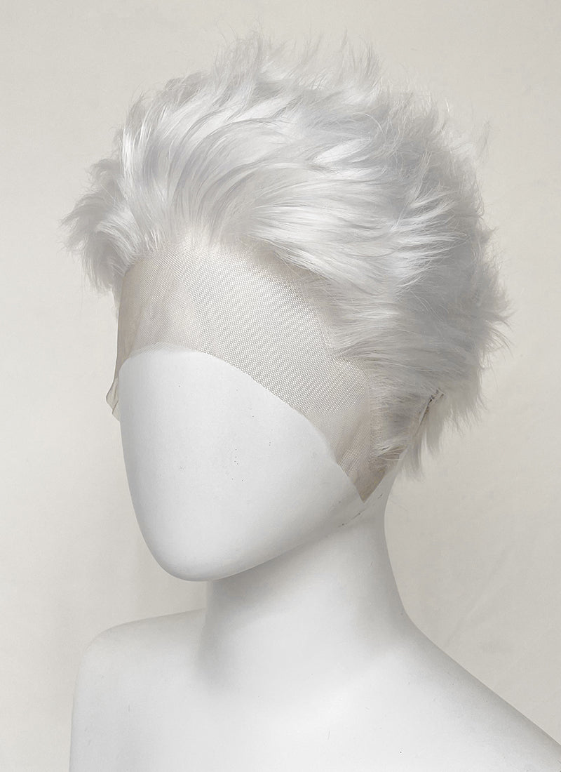 Short White Lace Front Synthetic Hair Men's Wig LF6077