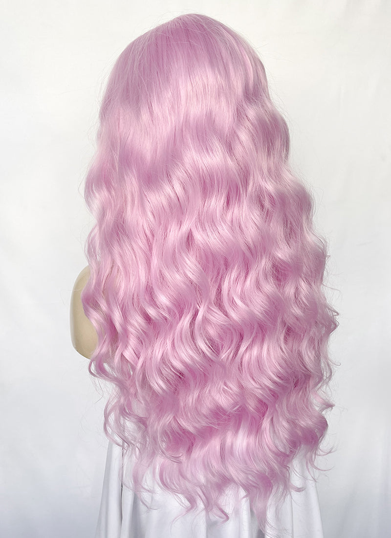 Long Wavy Pinkish Purple Lace Front Synthetic Hair Wig LW4035