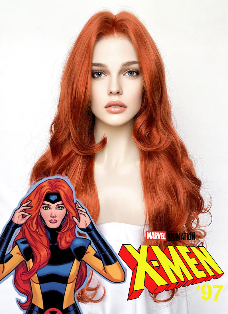 Marvel X-MEN 97 Jean Grey Ginger Wavy Lace Front Synthetic Hair Wig LW4037