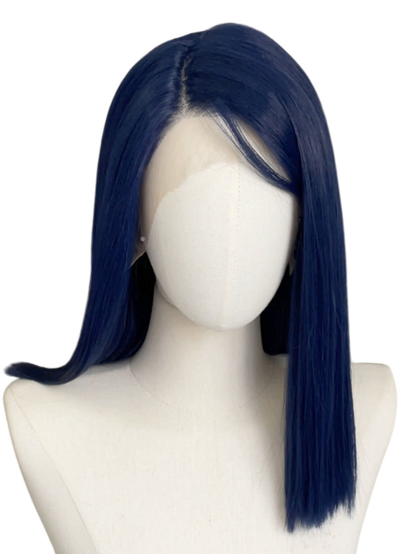 League of Legends LOL Arcane Caitlyn Kiramman Dark Blue Straight Lace Front Synthetic Wig LW4046