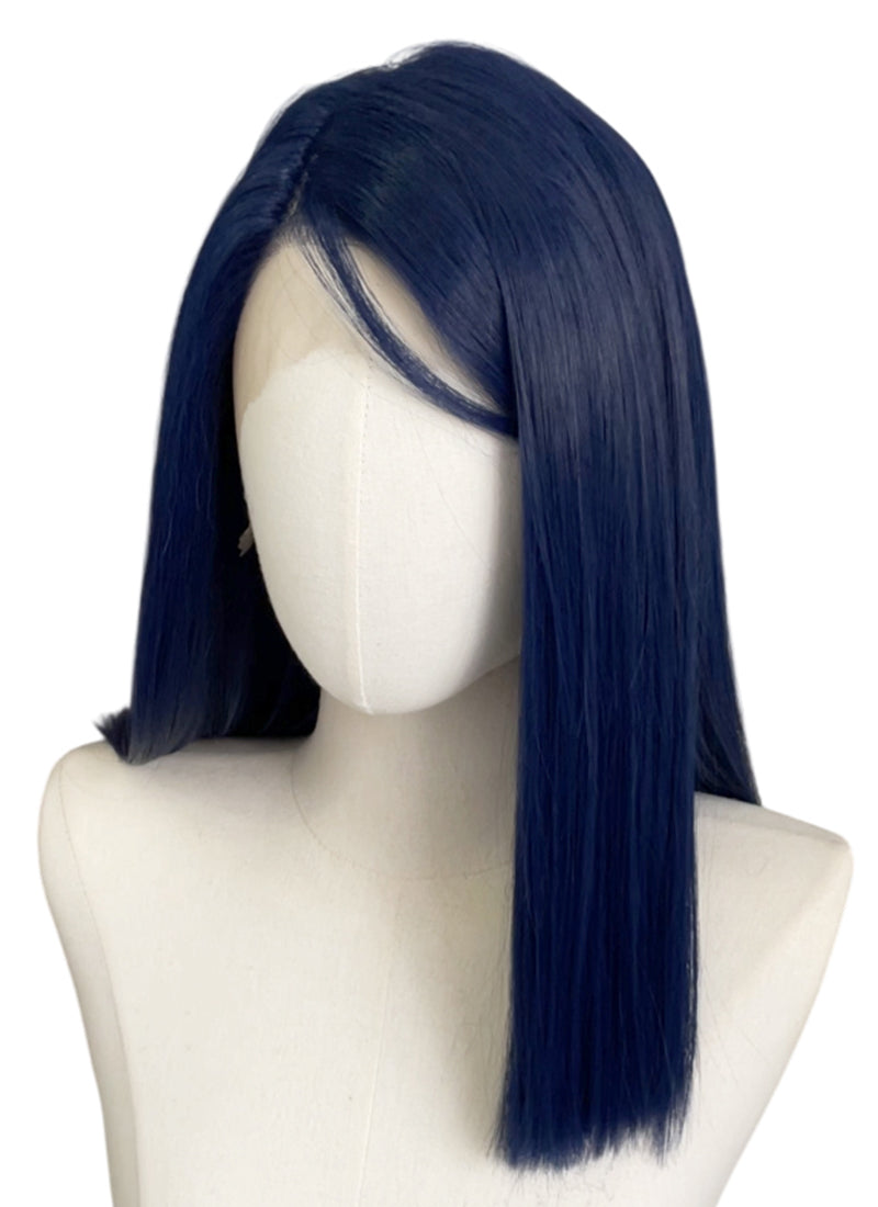 League of Legends LOL Arcane Caitlyn Kiramman Dark Blue Straight Lace Front Synthetic Wig LW4046