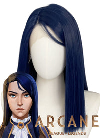 League of Legends LOL Arcane Caitlyn Kiramman Dark Blue Straight Lace Front Synthetic Wig LW4046