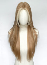 Long Straight Brown Mixed Blonde Highlights Money Piece Synthetic Wig NL081