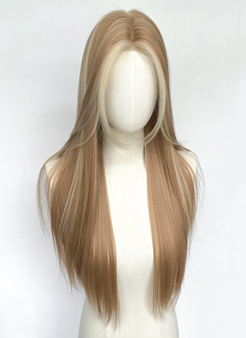 Winx Club Flora Long Straight Brown Mixed Blonde Highlights Money Piece Cosplay Wig NL081A