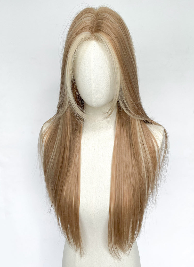 Winx Club Flora Long Straight Brown Mixed Blonde Highlights Money Piece Cosplay Wig NL081A