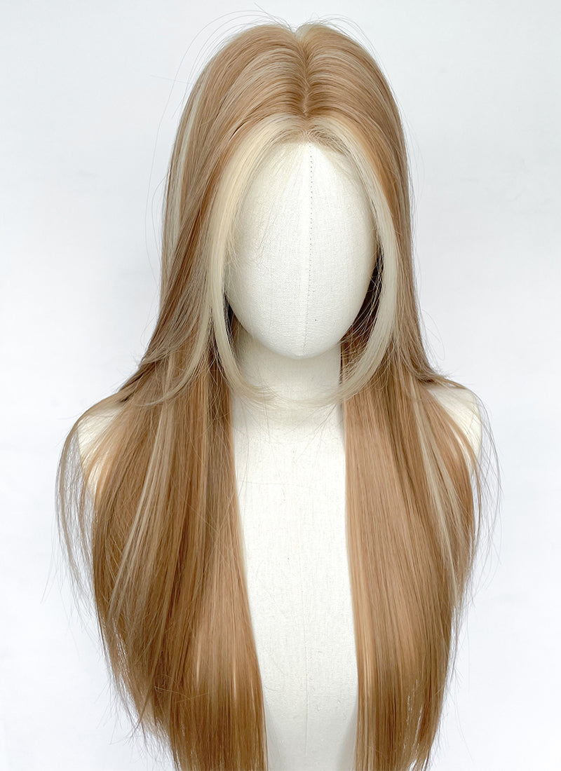 Winx Club Flora Long Straight Brown Mixed Blonde Highlights Money Piece Cosplay Wig NL081A