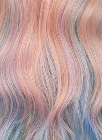 My Little Pony Princess Celestia Long Wavy Pink Rainbow Color Cosplay Wig NS550