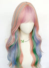 My Little Pony Princess Celestia Long Wavy Pink Rainbow Color Cosplay Wig NS550