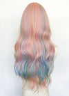 My Little Pony Princess Celestia Long Wavy Pink Rainbow Color Cosplay Wig NS550