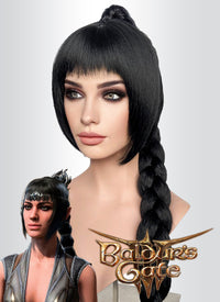 Baldur's Gate 3 Shadowheart Black Cosplay Wig With Ponytail Extension TB1662