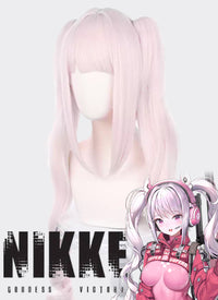 Goddess of Victory: Nikke Alice Long Wavy Pale Pink Cosplay Wig + Ponytails TB1707