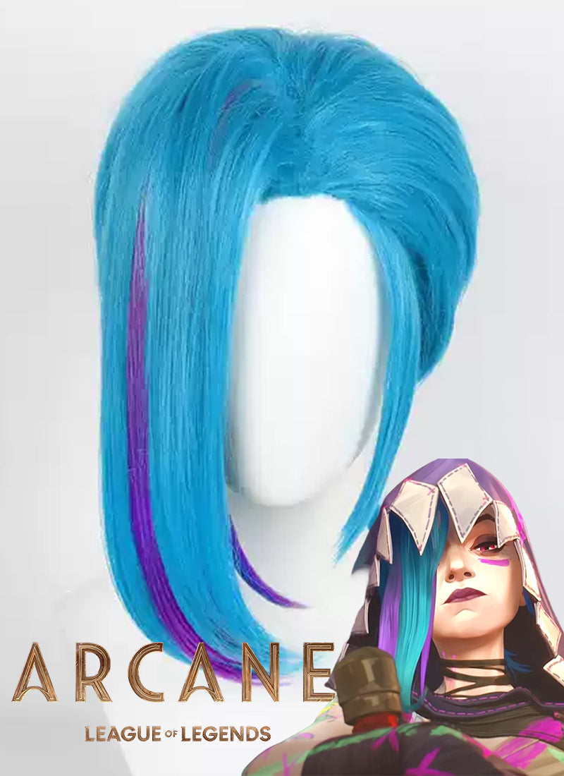 League of Legends LOL Arcane Jinx Blue Mixed Purple Cosplay Wig TB1710