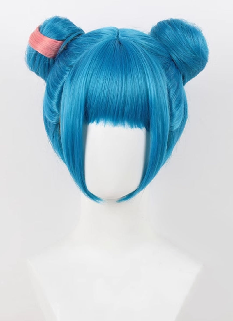 League of Legends LOL Arcane Jinx Powder Blue Double Bun Cosplay Wig TB1719