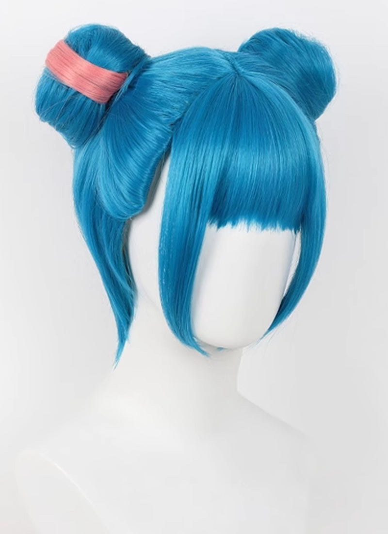 League of Legends LOL Arcane Jinx Powder Blue Double Bun Cosplay Wig TB1719