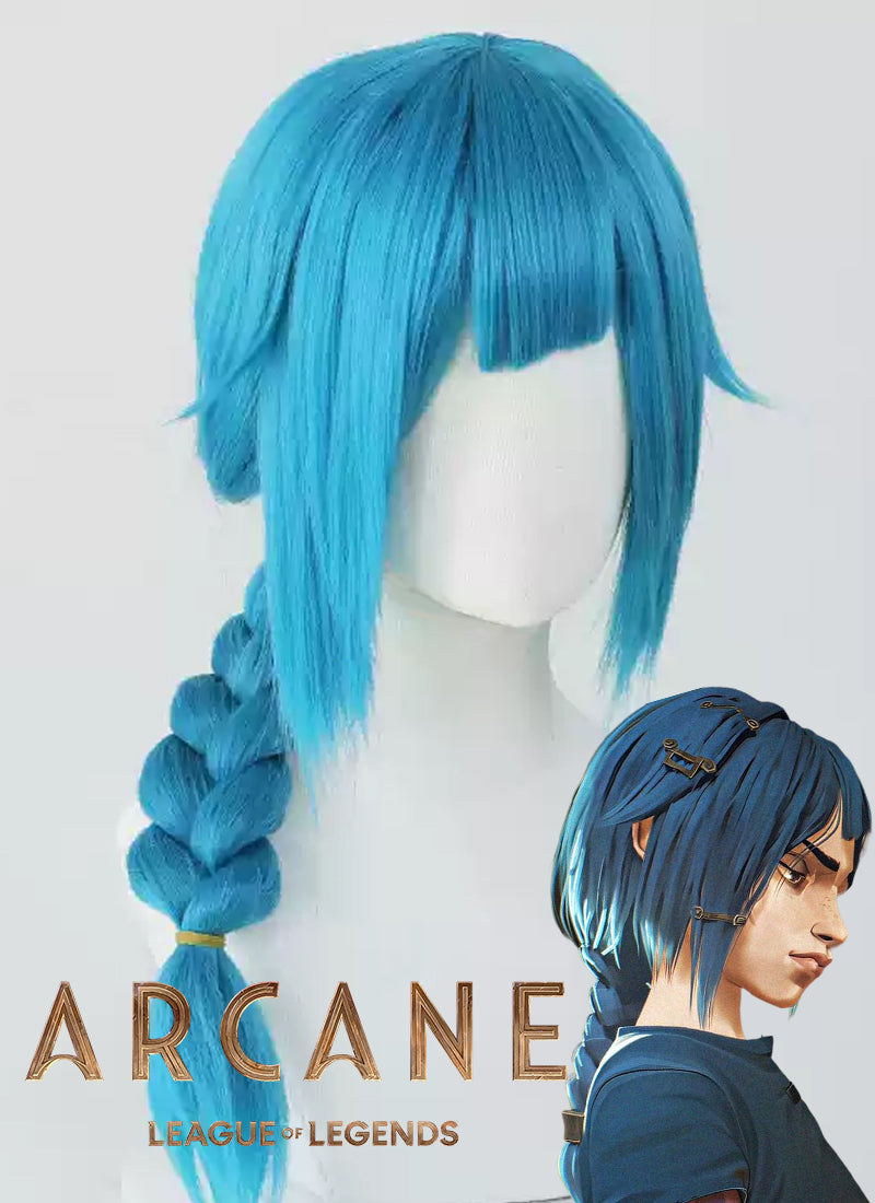 League of Legends LOL Arcane Young Jinx Powder Blue Cosplay Wig TB1720