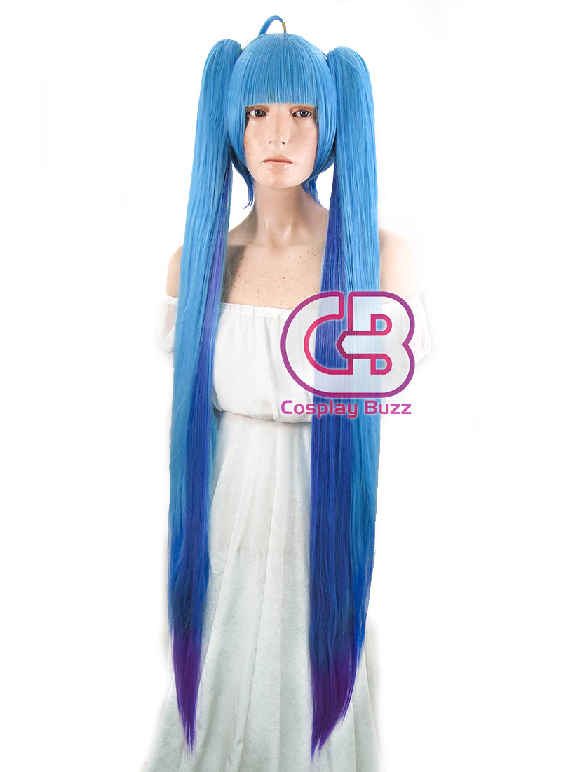 Vocaloid Hatsune Miku Straight Blue Mixed Purple Anime Cosplay Wig P