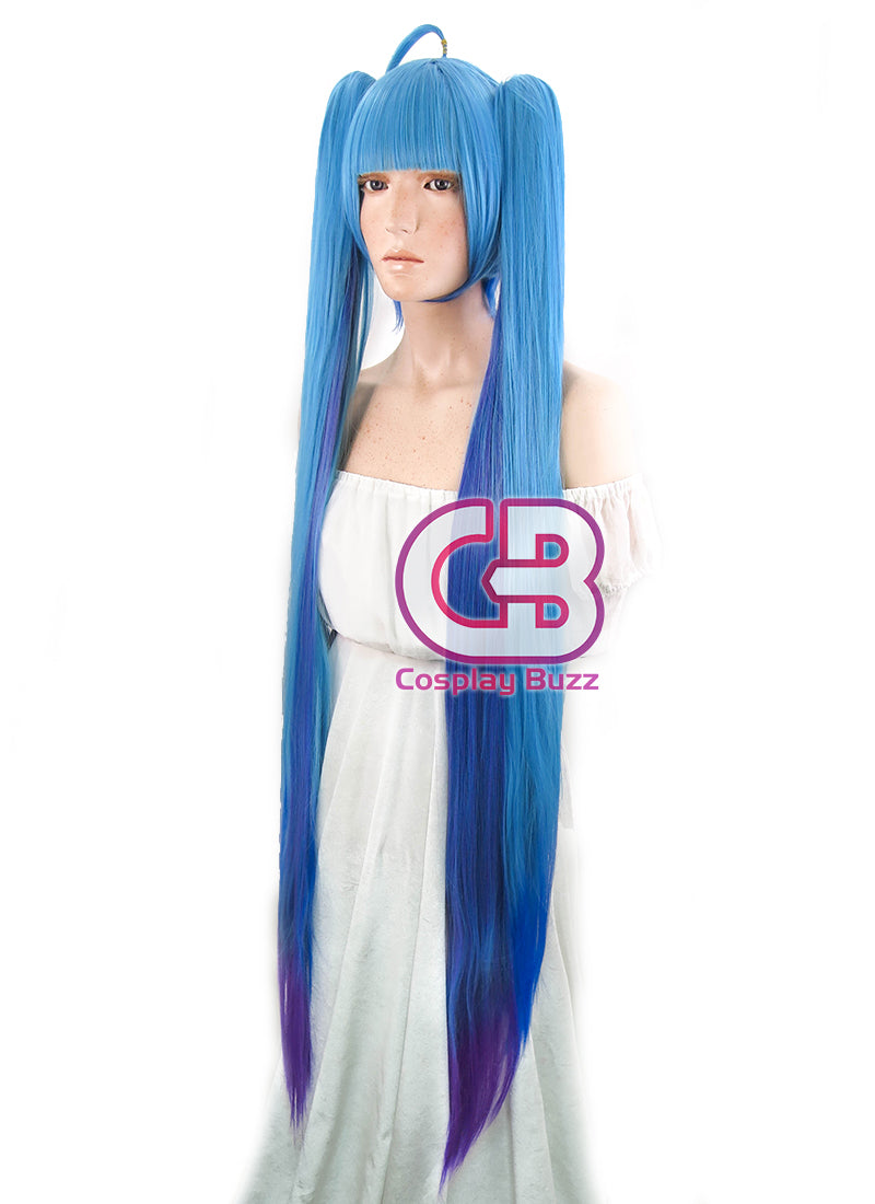 Blue wig outlet with ponytails