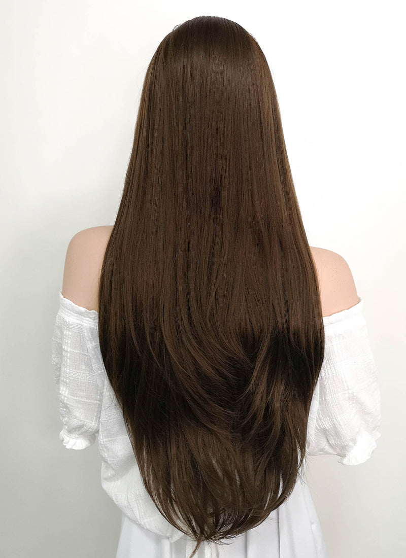 Long Straight Brown Lace Front Synthetic Hair Wig LF006 CosplayBuzz