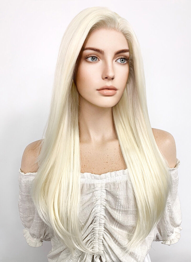 Long Straight Light Blonde Lace Front Synthetic Hair Wig LF010