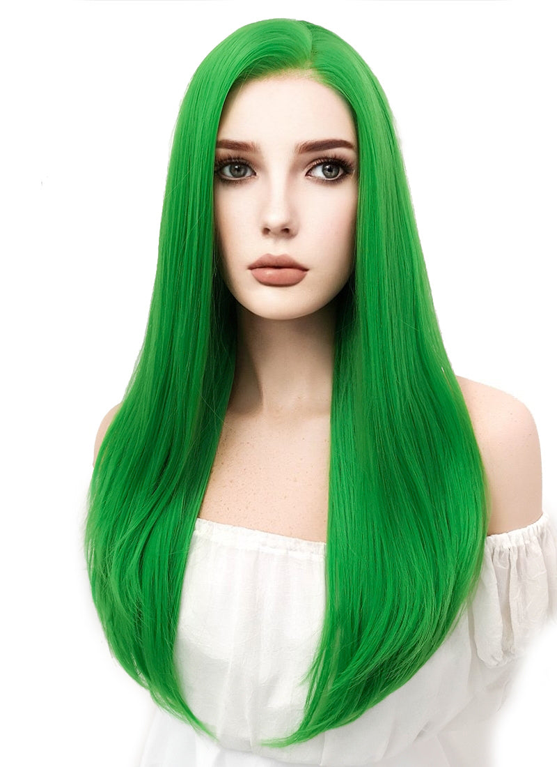 Long Straight Green Lace Front Synthetic Hair Wig LF031 CosplayBuzz