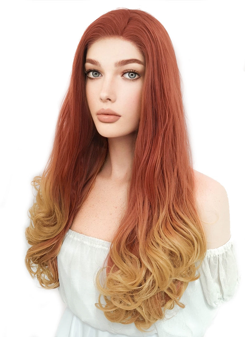 Marvel Avengers Endgame Black Widow Cosplay Reddish Orange Mixed Yellow Blonde Lace Front Wig LF085H