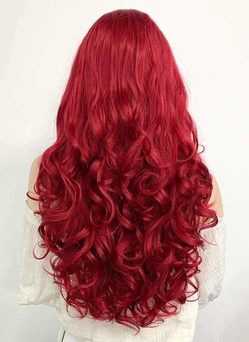 Disney The Little Mermaid Ariel Long Wavy Red Lace Front Synthetic Hair Wig LF085