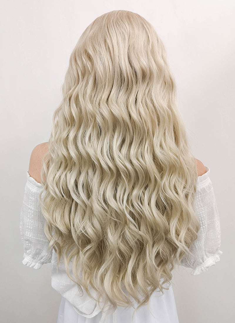 Long Wavy Light Ash Blonde Lace Front Synthetic Hair Wig LF101