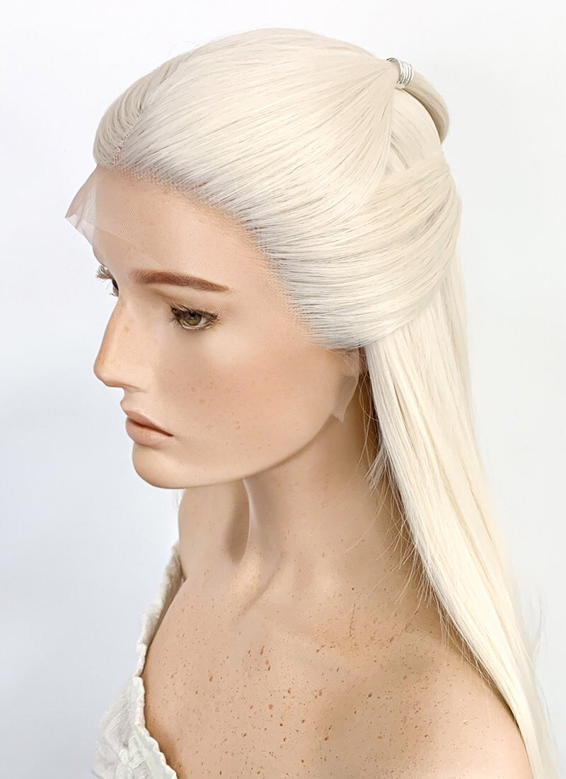 House of the Dragon Young Princess Rhaenyra Targaryen Platinum Blonde Braided Lace Front Synthetic Wig LF2109