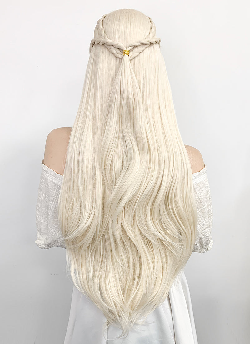 House of the Dragon Rhaenyra Targaryen Platinum Blonde Braided Lace Front Synthetic Wig LF2119