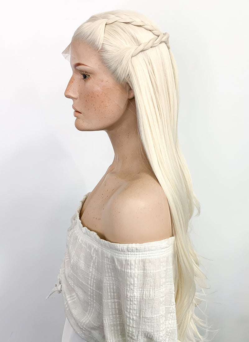 House of the Dragon Rhaenyra Targaryen Platinum Blonde Braided Lace Front Synthetic Wig LF2119