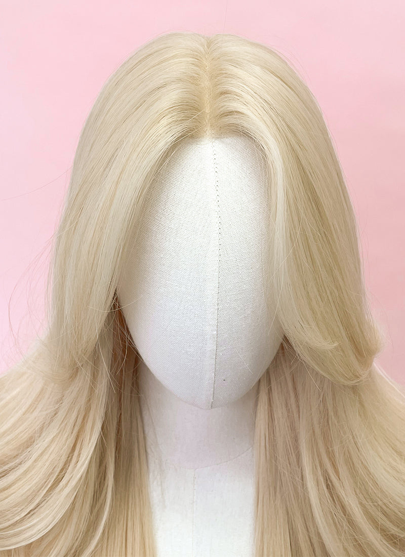 Barbie Long Wavy Light Blonde Curtain Bangs Lace Front Synthetic